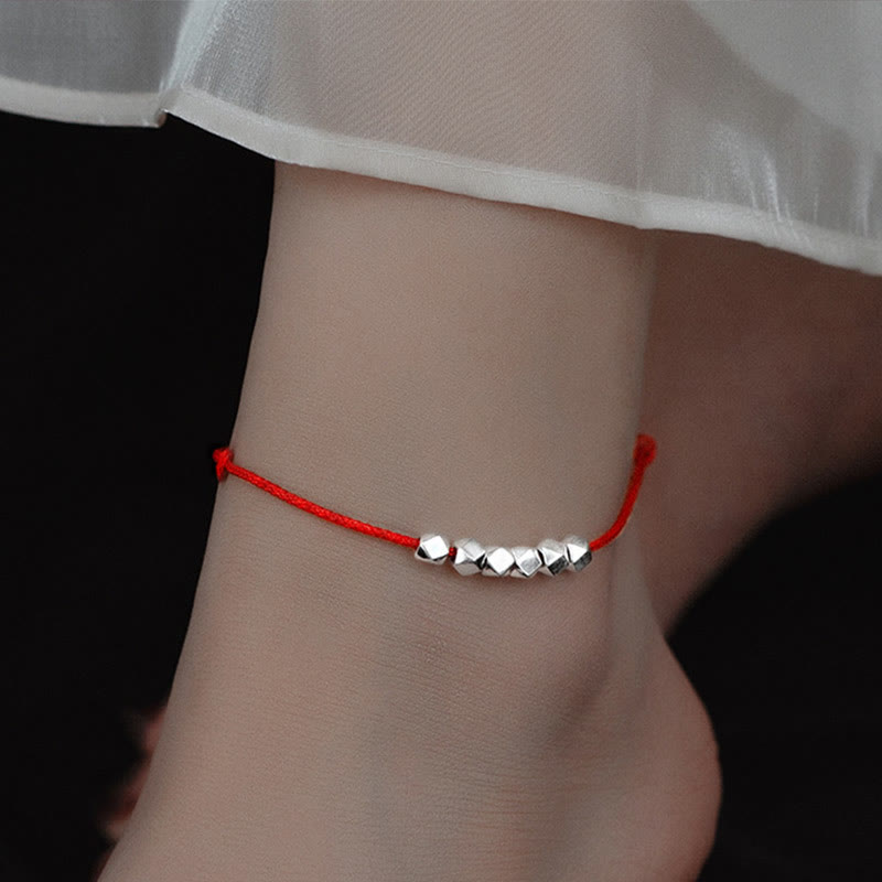 KarmaRipple's 925 Sterling Silver Beadwork Fortune Protection Braid Rope Anklet p1