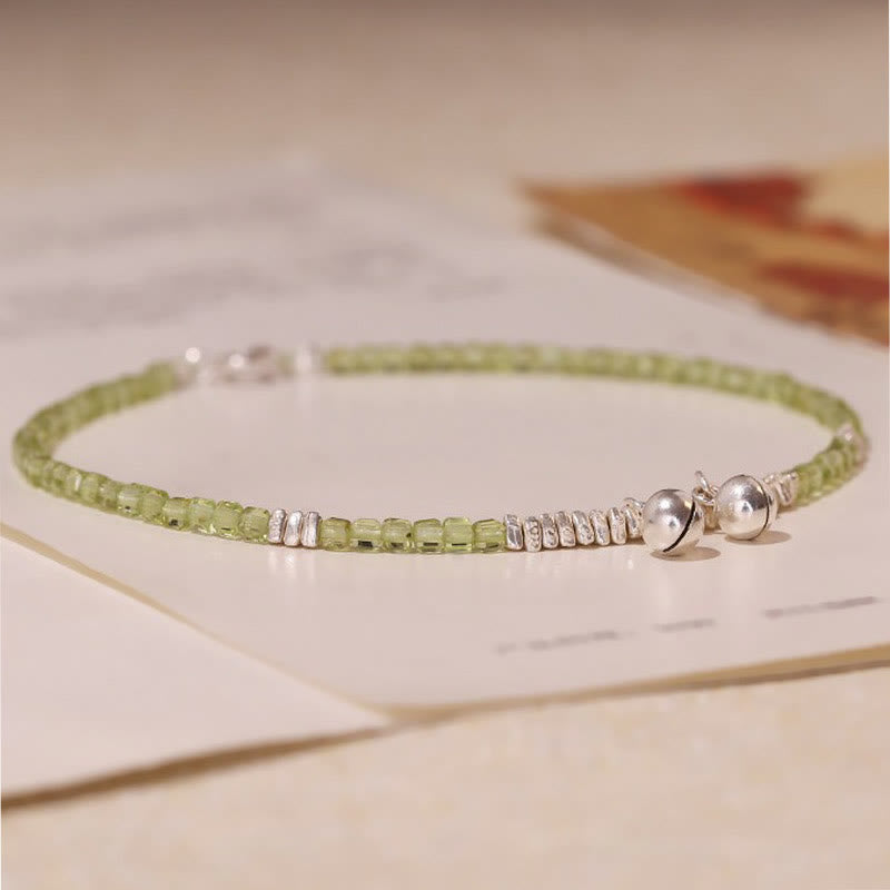 KarmaRipple's 925 Sterling Silver Peridot Square Beadwork Peace Anklet p4