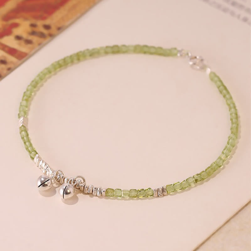 KarmaRipple's 925 Sterling Silver Peridot Square Beadwork Peace Anklet p16