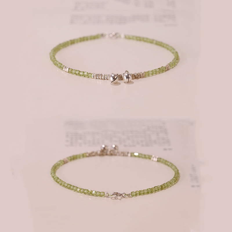 KarmaRipple's 925 Sterling Silver Peridot Square Beadwork Peace Anklet p6