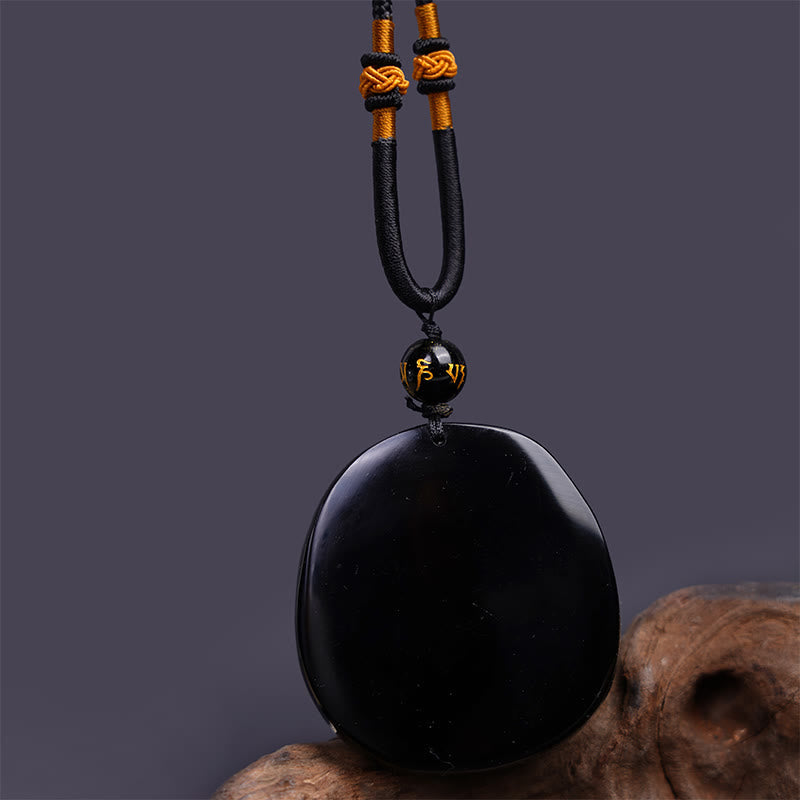 KarmaRipple's Authentic Black Obsidian Round Dragon Carved Protection Pendant Necklace p6