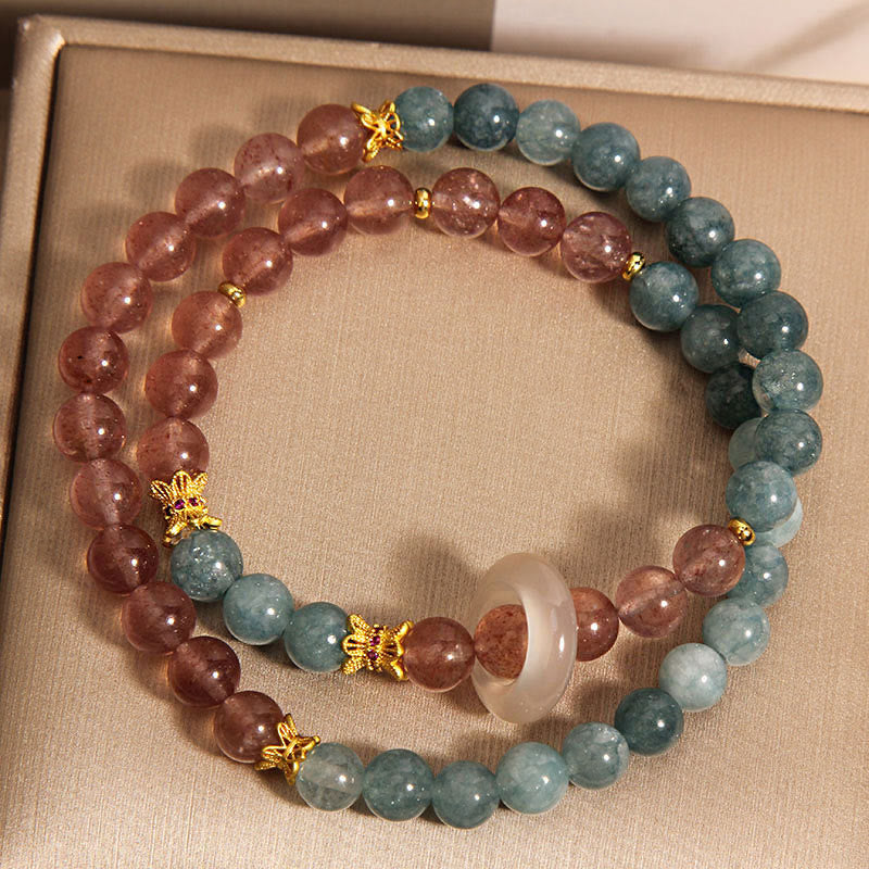 KarmaRipple's Jade Strawberry Quartz Abundance Fortune Bracelet p1