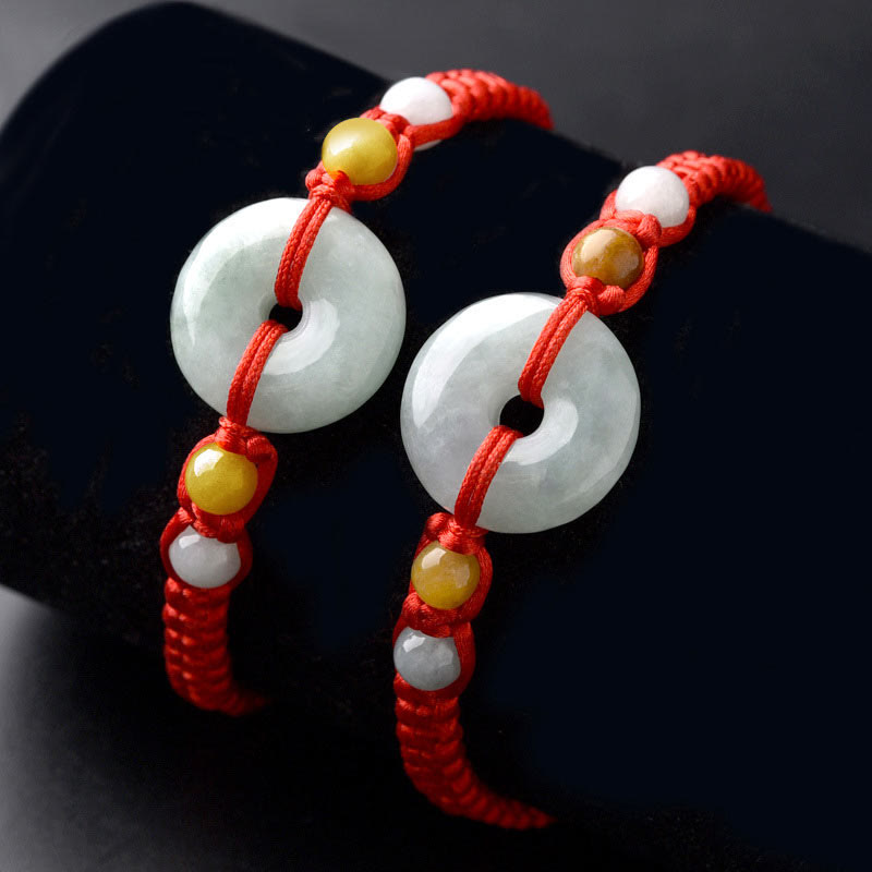 KarmaRipple's Jade Peace Buckle Fortune Red String Bracelet p11