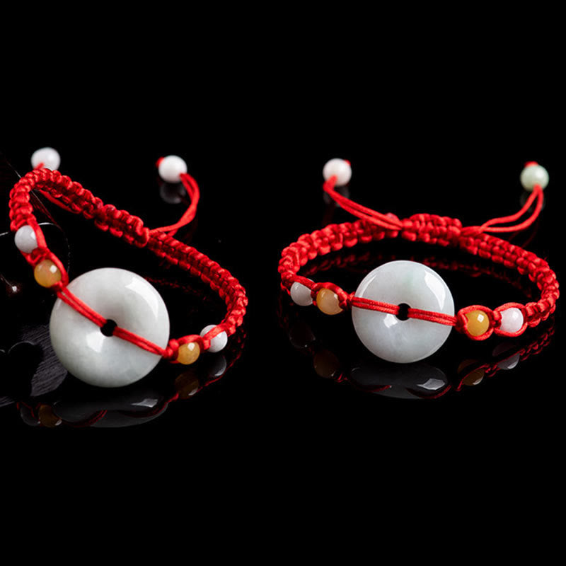 KarmaRipple's Jade Peace Buckle Fortune Red String Bracelet p12