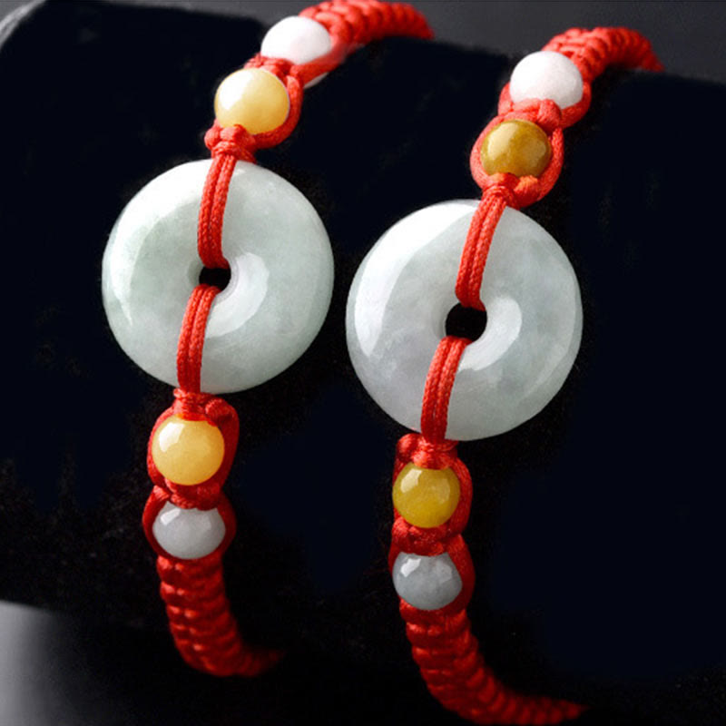 KarmaRipple's Jade Peace Buckle Fortune Red String Bracelet p4