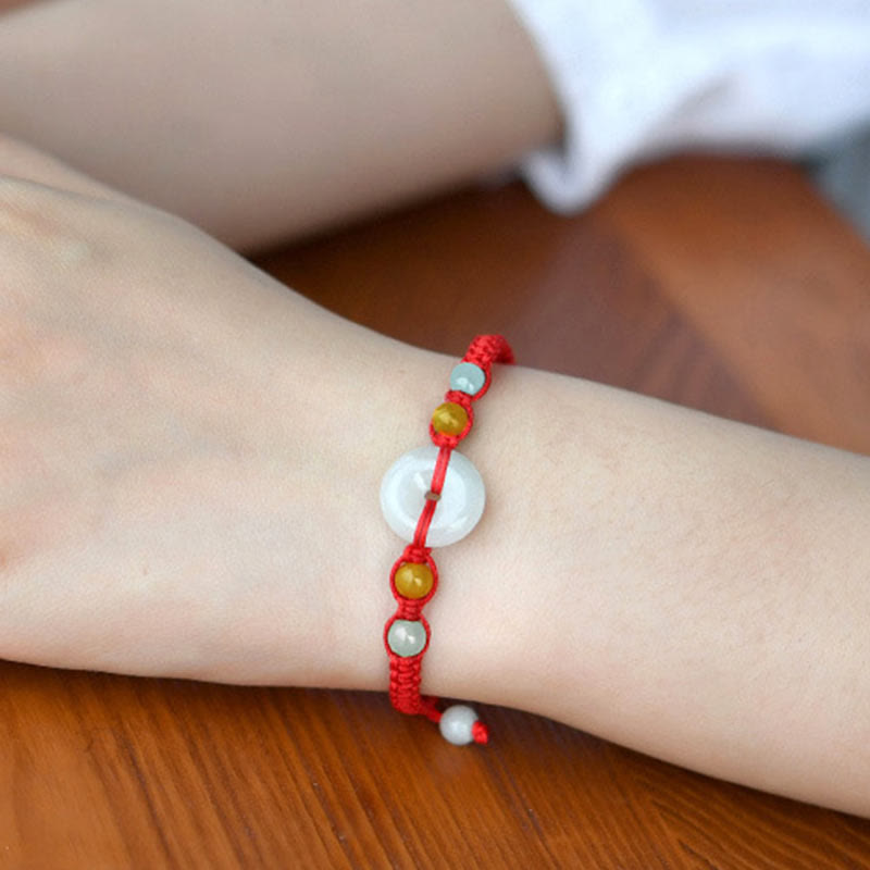 KarmaRipple's Jade Peace Buckle Fortune Red String Bracelet p5