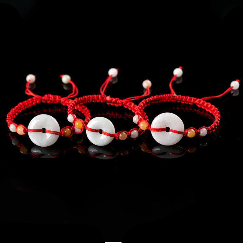 KarmaRipple's Jade Peace Buckle Fortune Red String Bracelet p13