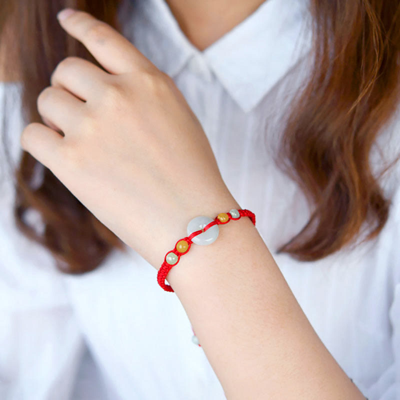 KarmaRipple's Jade Peace Buckle Fortune Red String Bracelet p10
