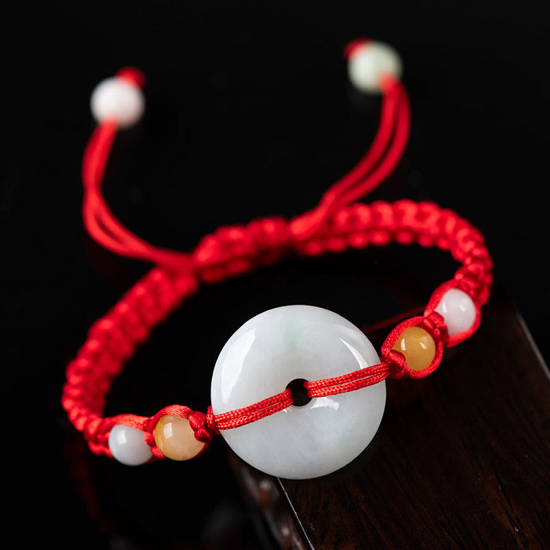 KarmaRipple's Jade Peace Buckle Fortune Red String Bracelet p2