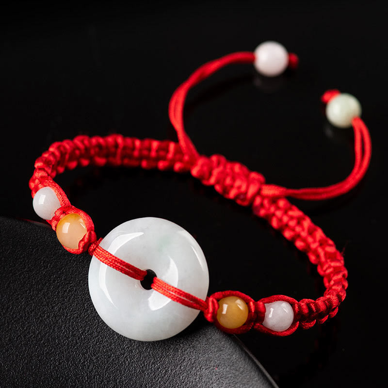 KarmaRipple's Jade Peace Buckle Fortune Red String Bracelet p1