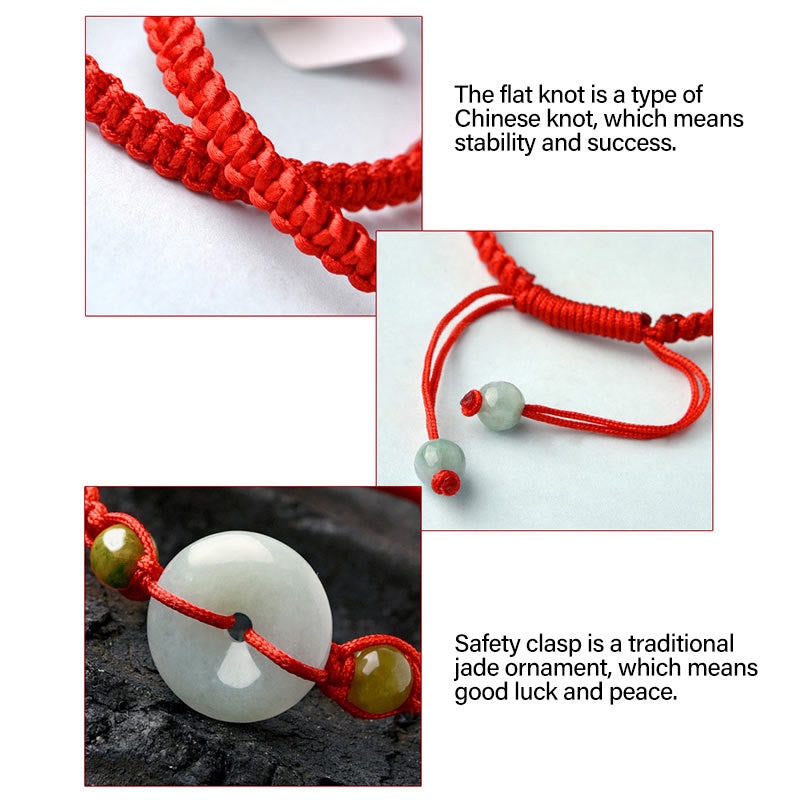 KarmaRipple's Jade Peace Buckle Fortune Red String Bracelet p14