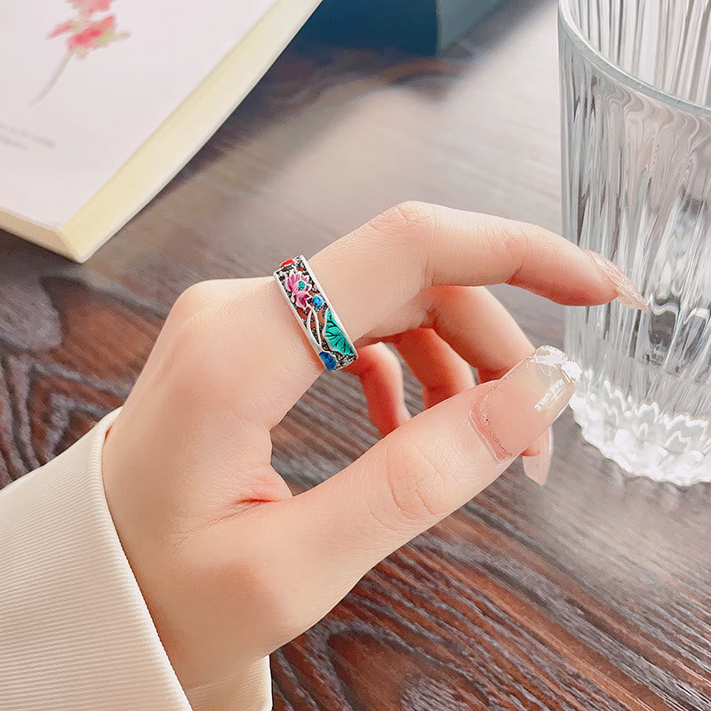 KarmaRipple's 925 Sterling Silver Koi Fish Lotus Fortune Everything Goes Well Ring p7