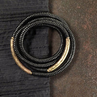 KarmaRipple's Tibetan Ebony Wood Beadwork Bronze Peace Multilayered Bracelet