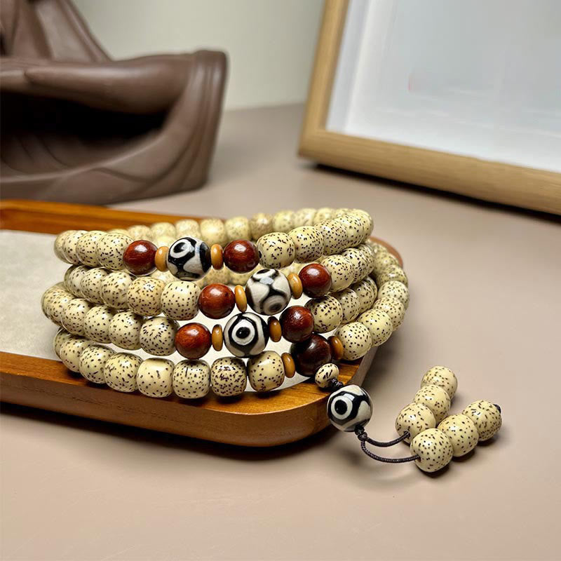 KarmaRipple's 108 Mala Beadwork Bodhi Seed Dzi Bead Keep Away Evil Spirits Bracelet p1