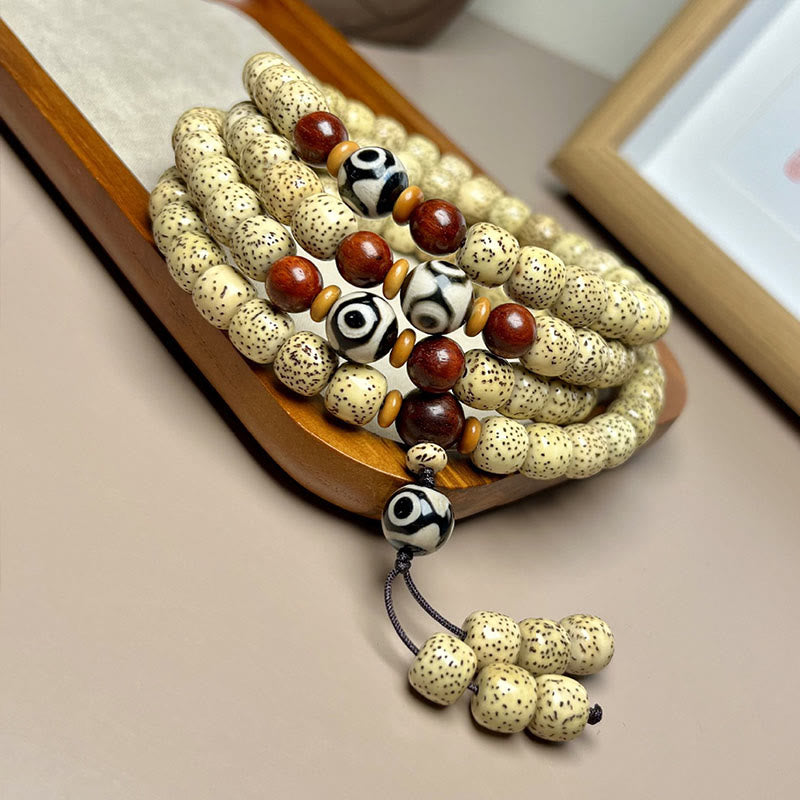 KarmaRipple's 108 Mala Beadwork Bodhi Seed Dzi Bead Keep Away Evil Spirits Bracelet p5