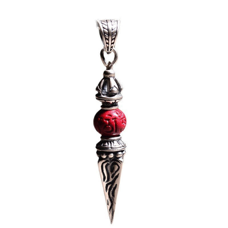 KarmaRipple's Cinnabar Sanskrit Dorje Vajra Pattern Blessing Pendant Necklace p9
