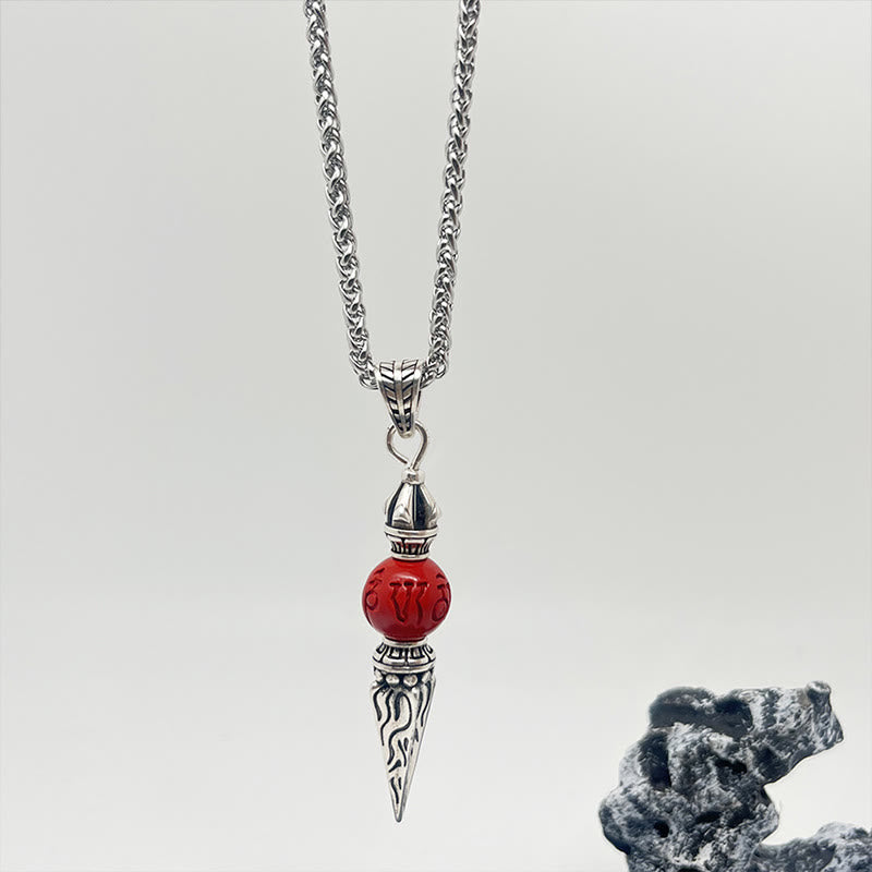 KarmaRipple's Cinnabar Sanskrit Dorje Vajra Pattern Blessing Pendant Necklace p5