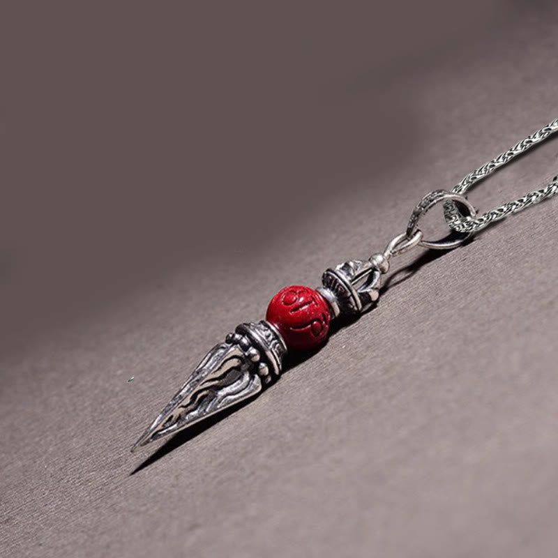 KarmaRipple's Cinnabar Sanskrit Dorje Vajra Pattern Blessing Pendant Necklace p4