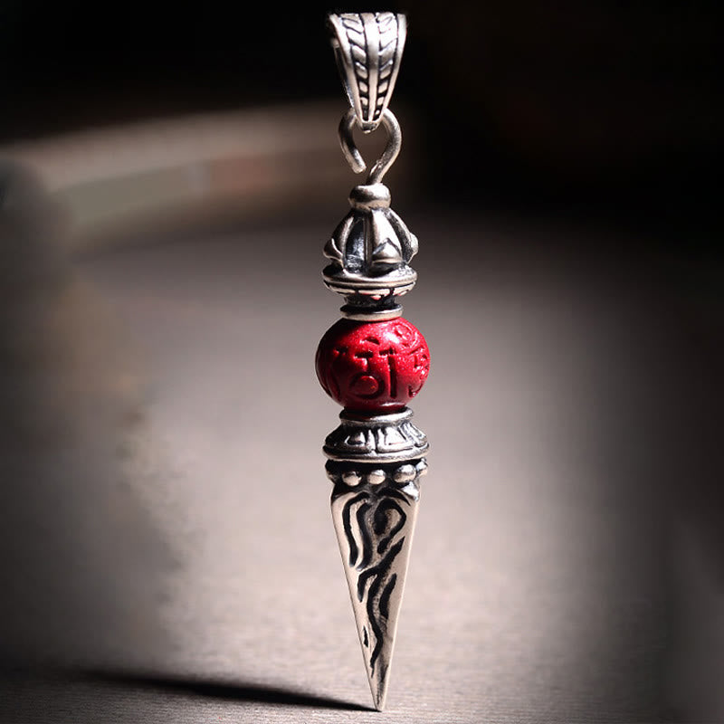 KarmaRipple's Cinnabar Sanskrit Dorje Vajra Pattern Blessing Pendant Necklace p8