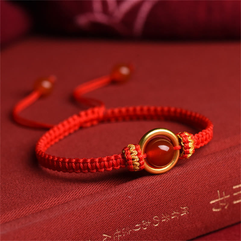 KarmaRipple's Red Agate Bead Peace Buckle Calm Rope Bracelet p5