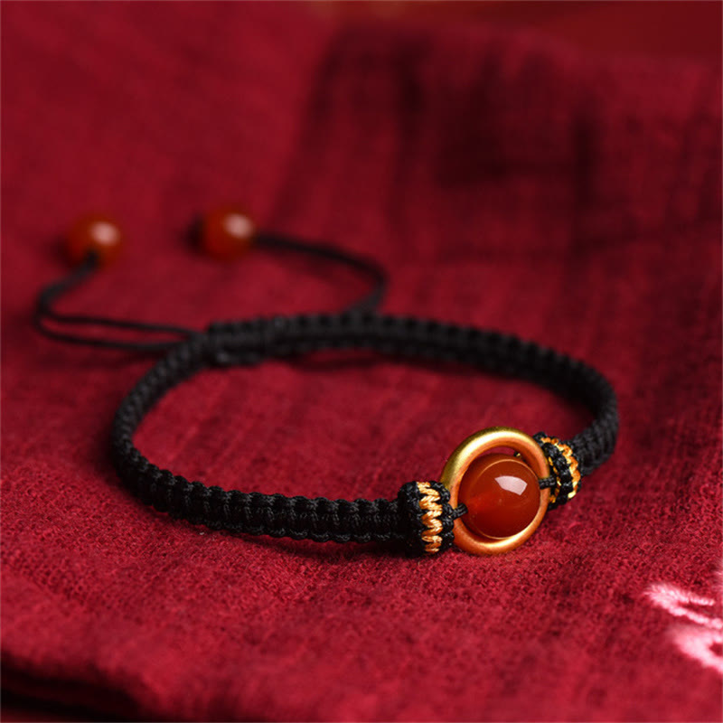 KarmaRipple's Red Agate Bead Peace Buckle Calm Rope Bracelet p12