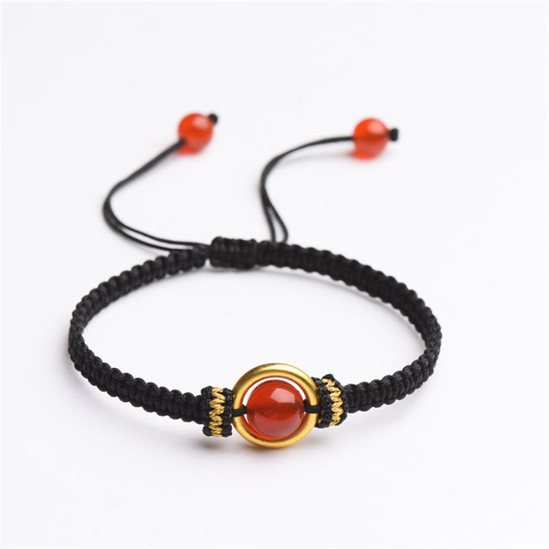 KarmaRipple's Red Agate Bead Peace Buckle Calm Rope Bracelet p13