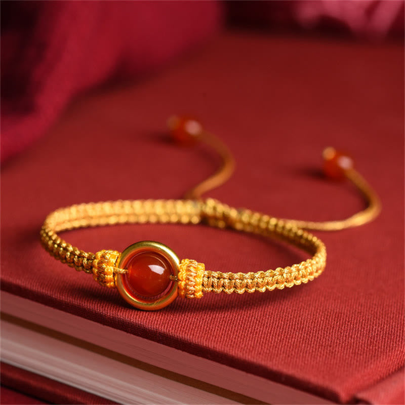 KarmaRipple's Red Agate Bead Peace Buckle Calm Rope Bracelet p11