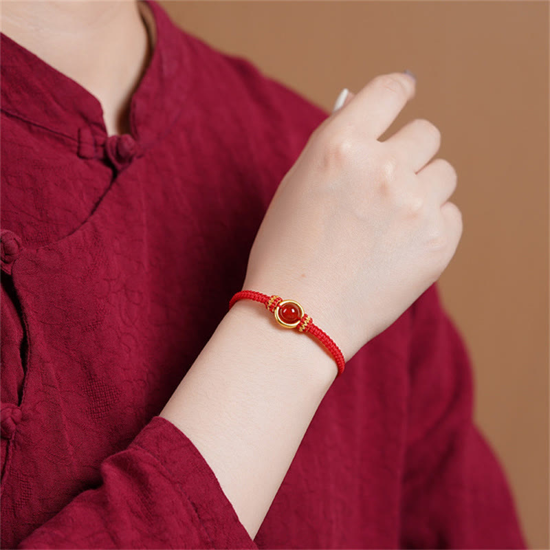 KarmaRipple's Red Agate Bead Peace Buckle Calm Rope Bracelet p6