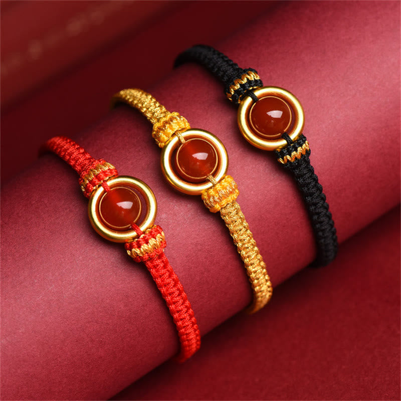 KarmaRipple's Red Agate Bead Peace Buckle Calm Rope Bracelet p4