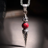 KarmaRipple's Cinnabar Sanskrit Dorje Vajra Pattern Blessing Pendant Necklace