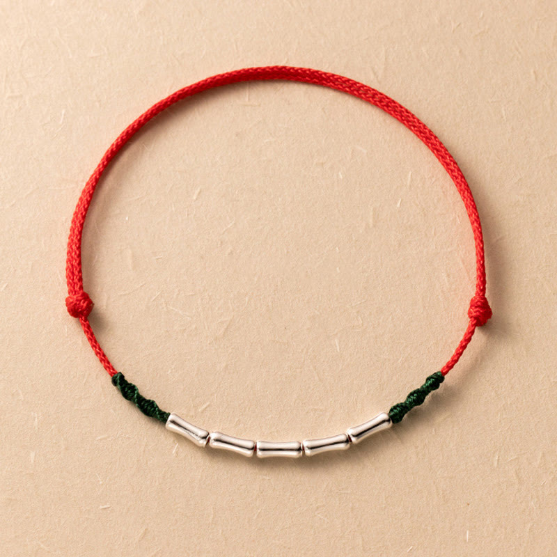 KarmaRipple's 925 Sterling Silver Bamboo Design Fortune Woven Ultra-Thin Rope Bracelet p15