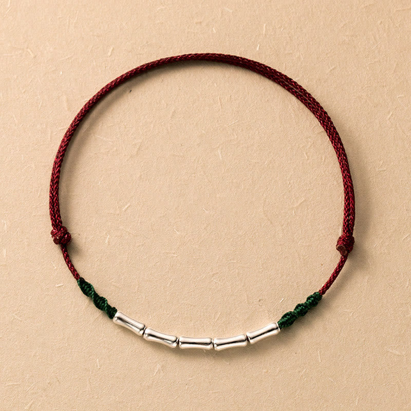 KarmaRipple's 925 Sterling Silver Bamboo Design Fortune Woven Ultra-Thin Rope Bracelet p16