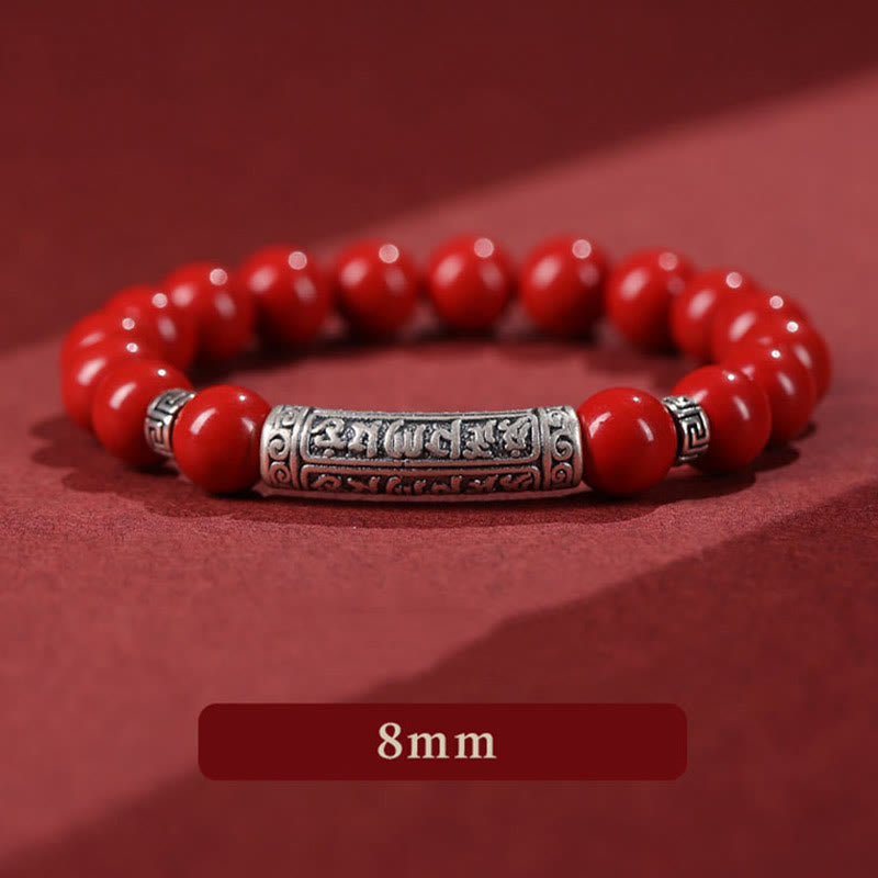 KarmaRipple's Cinnabar 999 Sterling Silver Six True Words Blessing Bracelet p4