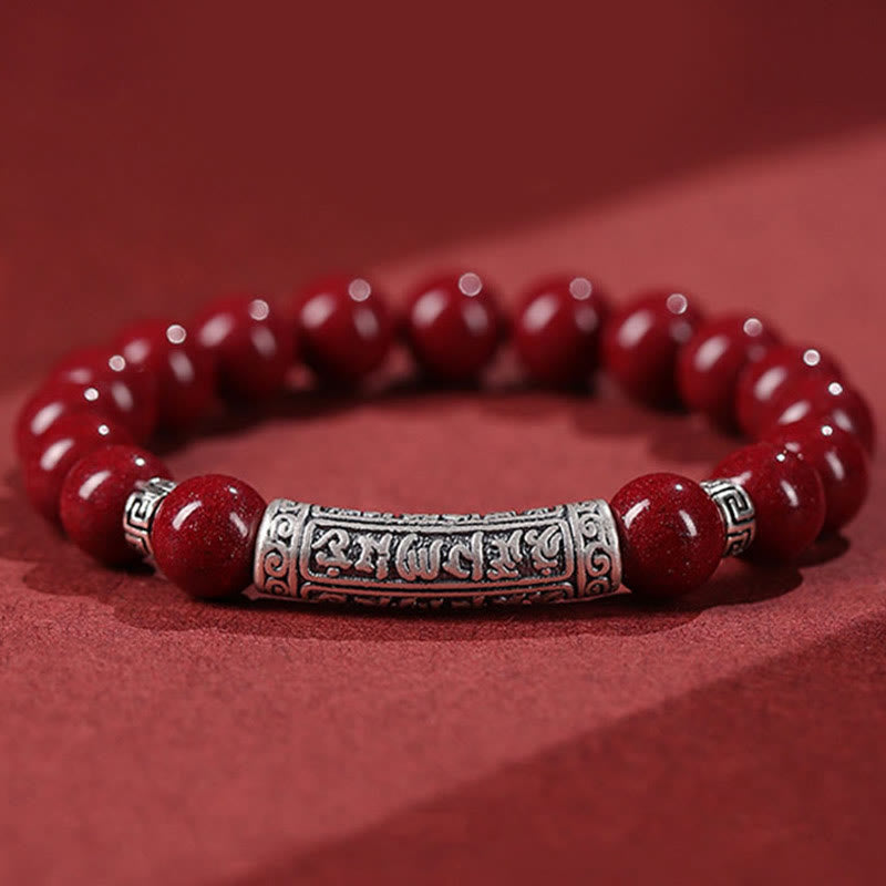 KarmaRipple's Cinnabar 999 Sterling Silver Six True Words Blessing Bracelet p1