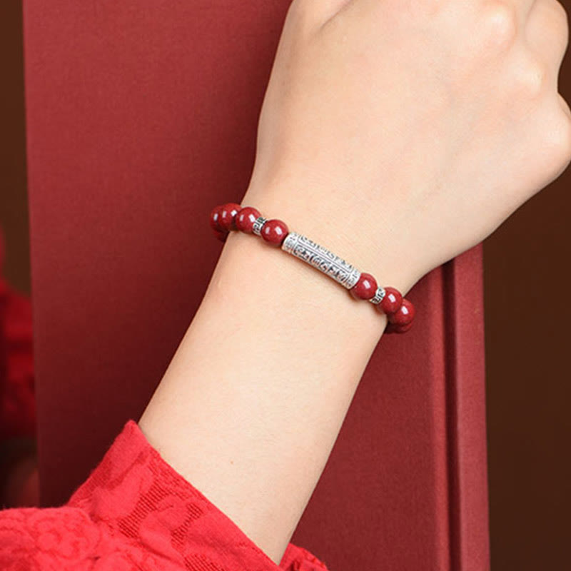 KarmaRipple's Cinnabar 999 Sterling Silver Six True Words Blessing Bracelet p7
