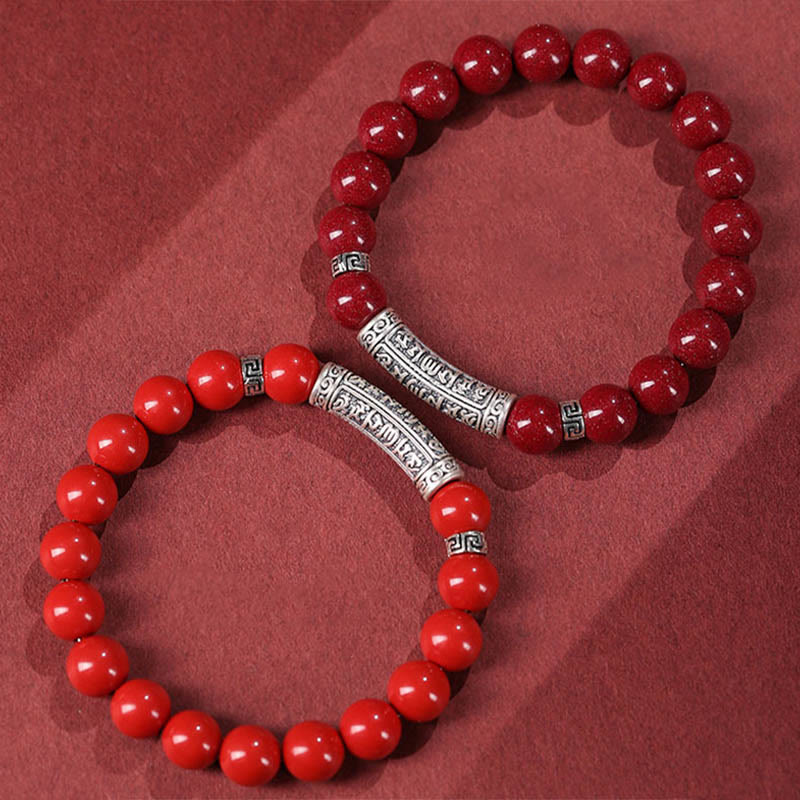 KarmaRipple's Cinnabar 999 Sterling Silver Six True Words Blessing Bracelet p12