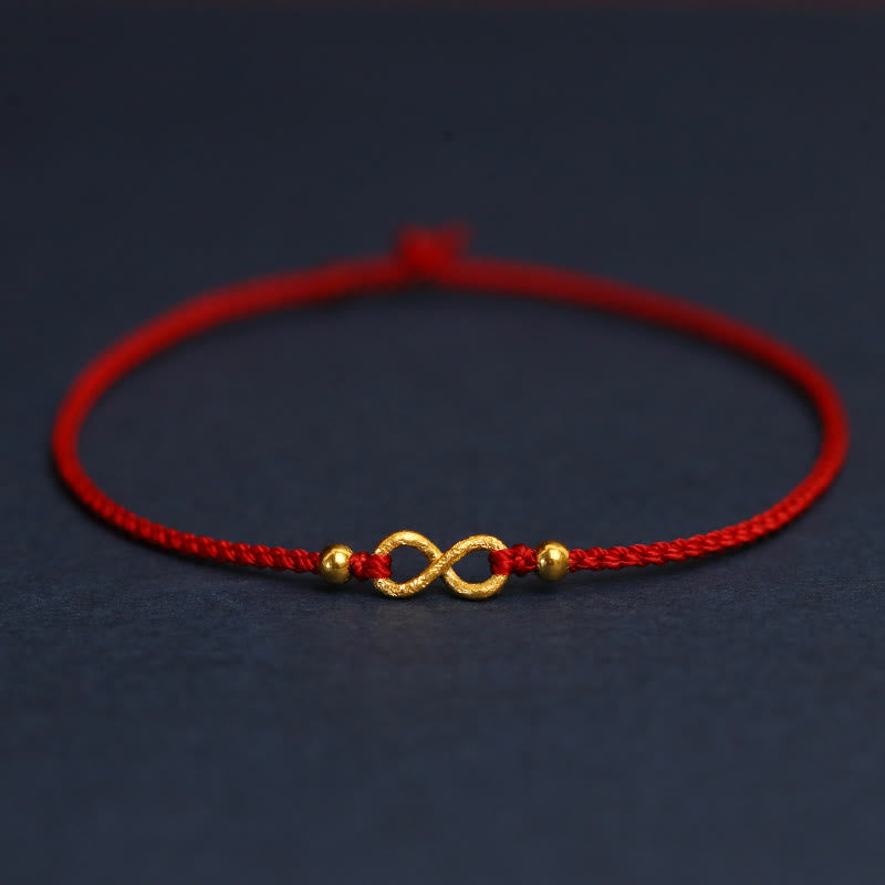 KarmaRipple's 999 Gold Mobius Infinite Love Fu Character Bronze Coin Protection Handmade Ultra-Thin Rope Bracelet p1