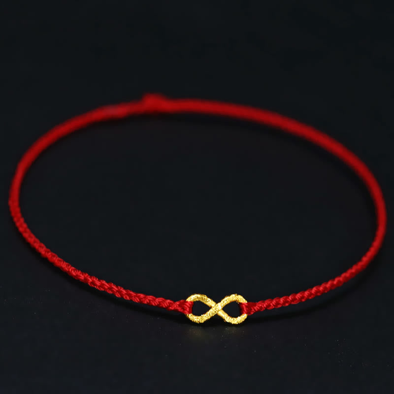 KarmaRipple's 999 Gold Mobius Infinite Love Fu Character Bronze Coin Protection Handmade Ultra-Thin Rope Bracelet p33