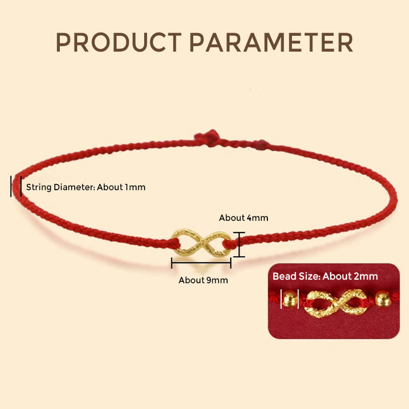 KarmaRipple's 999 Gold Mobius Infinite Love Fu Character Bronze Coin Protection Handmade Ultra-Thin Rope Bracelet p15