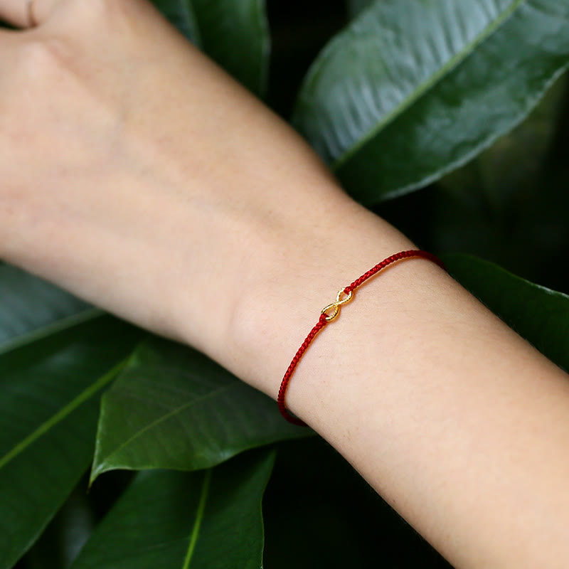 KarmaRipple's 999 Gold Mobius Infinite Love Fu Character Bronze Coin Protection Handmade Ultra-Thin Rope Bracelet p13