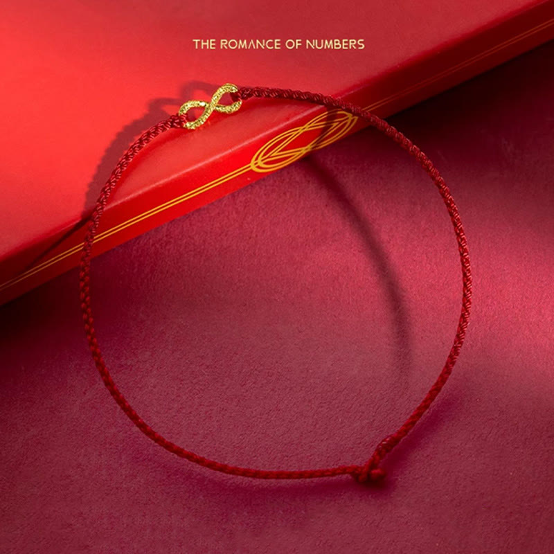 KarmaRipple's 999 Gold Mobius Infinite Love Fu Character Bronze Coin Protection Handmade Ultra-Thin Rope Bracelet p12