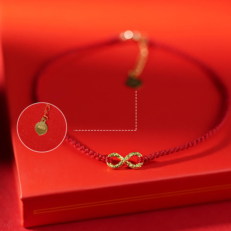 KarmaRipple's 999 Gold Mobius Infinite Love Fu Character Bronze Coin Protection Handmade Ultra-Thin Rope Bracelet p18