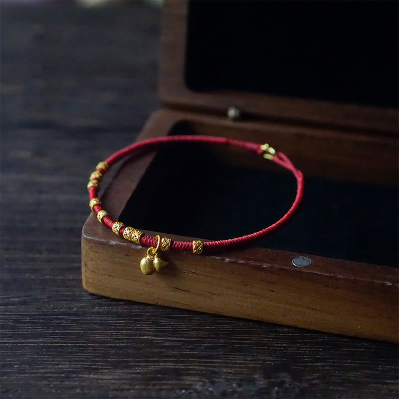 KarmaRipple's 999 Gold Small Gourd Talisman Handmade Fortune Strength?Rope Bracelet p8