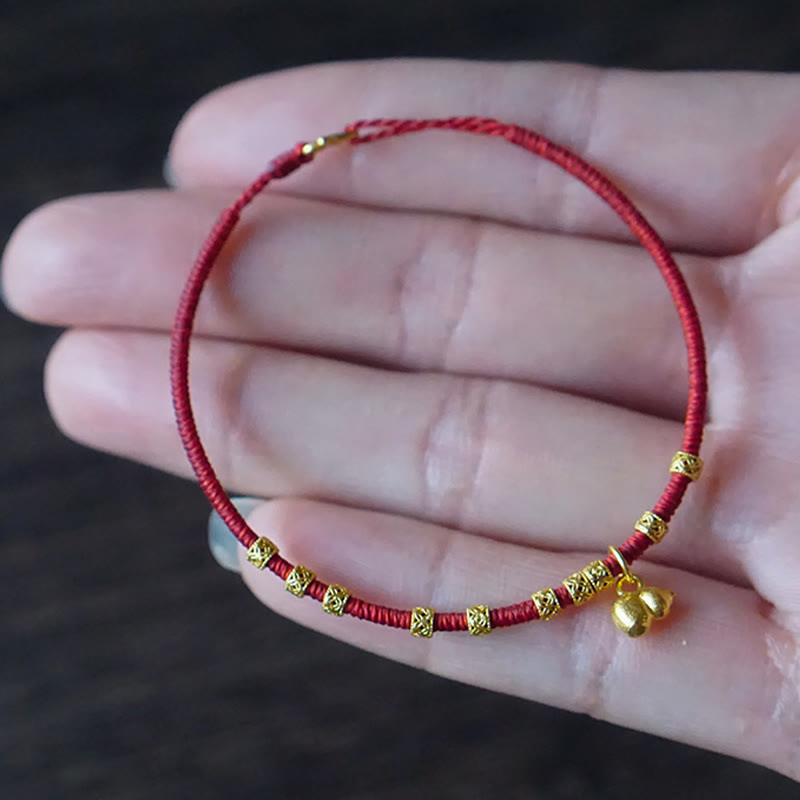 KarmaRipple's 999 Gold Small Gourd Talisman Handmade Fortune Strength?Rope Bracelet p4