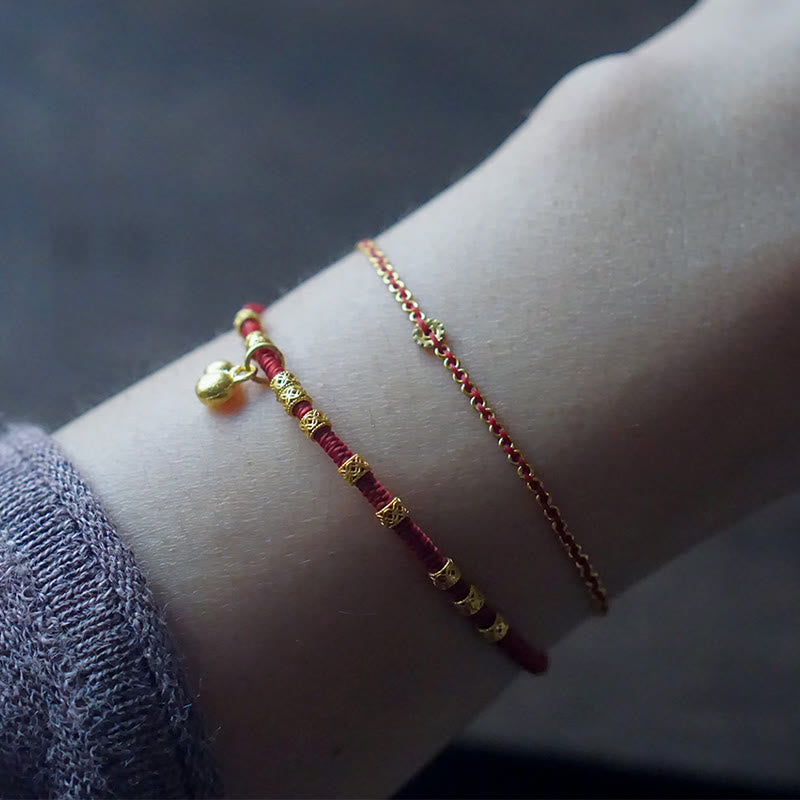 KarmaRipple's 999 Gold Small Gourd Talisman Handmade Fortune Strength?Rope Bracelet p9