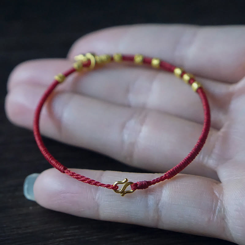 KarmaRipple's 999 Gold Small Gourd Talisman Handmade Fortune Strength?Rope Bracelet p5