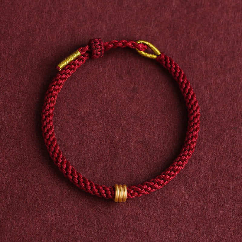 KarmaRipple's 999 Gold Triple Ring Design Handmade Connection Woven Rope Bracelet p2