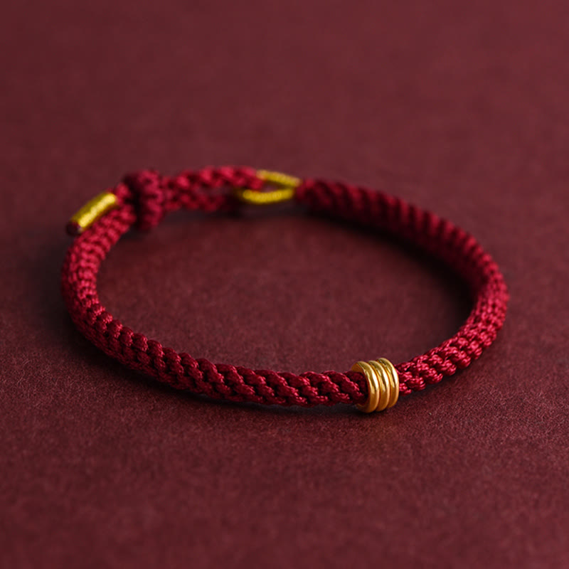 KarmaRipple's 999 Gold Triple Ring Design Handmade Connection Woven Rope Bracelet p3