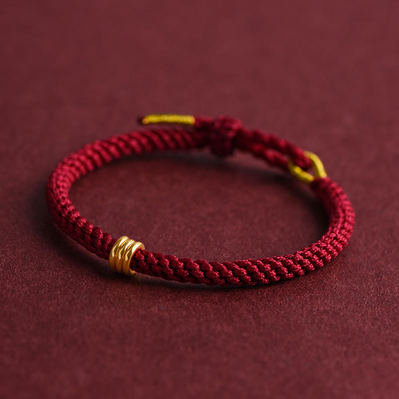 KarmaRipple's 999 Gold Triple Ring Design Handmade Connection Woven Rope Bracelet p4