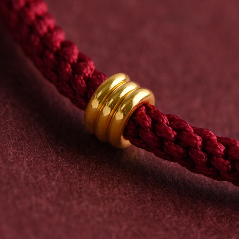 KarmaRipple's 999 Gold Triple Ring Design Handmade Connection Woven Rope Bracelet p9